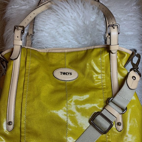 Tod's Yellow Glazed Leather Tote Bag - Picture 1 of 3